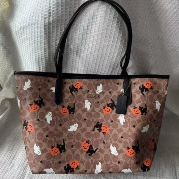 New Coach City Tote In Signature Canvas With Halloween Print CW450 - Picture 1 of 8